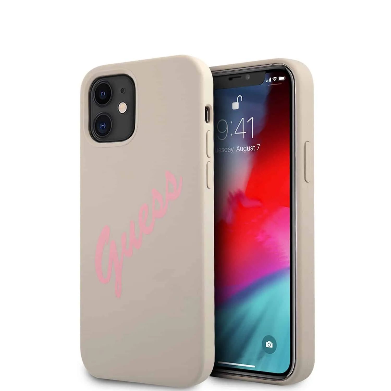 GUESS Silicone Vintage Telefooncover iPhone 12 Mini - Stone
