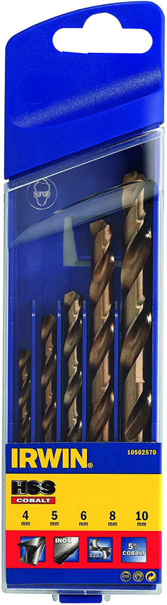Irwin HSS Cobalt metaalborenset 4/5/6/8/10mm