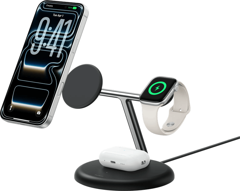 Belkin 3-in-1 Draadloze Oplader met MagSafe 25 Watt Zwart