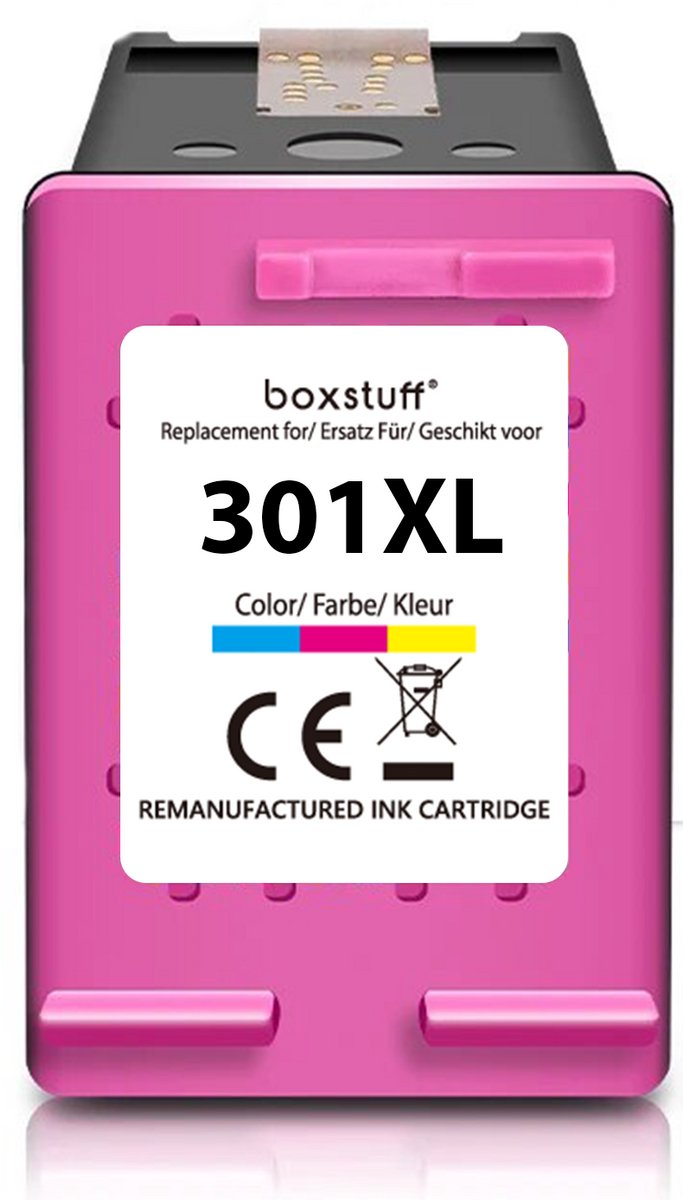Boxstuff Inkt geschikt voor 301 XL - (CH563EE) Compatibel met HP 301 / 301XL - Inkt Cartridge Kleur voor HP Deskjet 1000 / 2050 / 2549 / 3050a2 Envy 4500 / 4501 / 5530 / 5531 Officejet 4630 / 4631 / 4632 - Pack Kleur