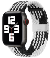 Braided nylon bandje - Zwart met wit - Geschikt voor Apple Watch 44mm / 45mm / 46mm / 49mm
