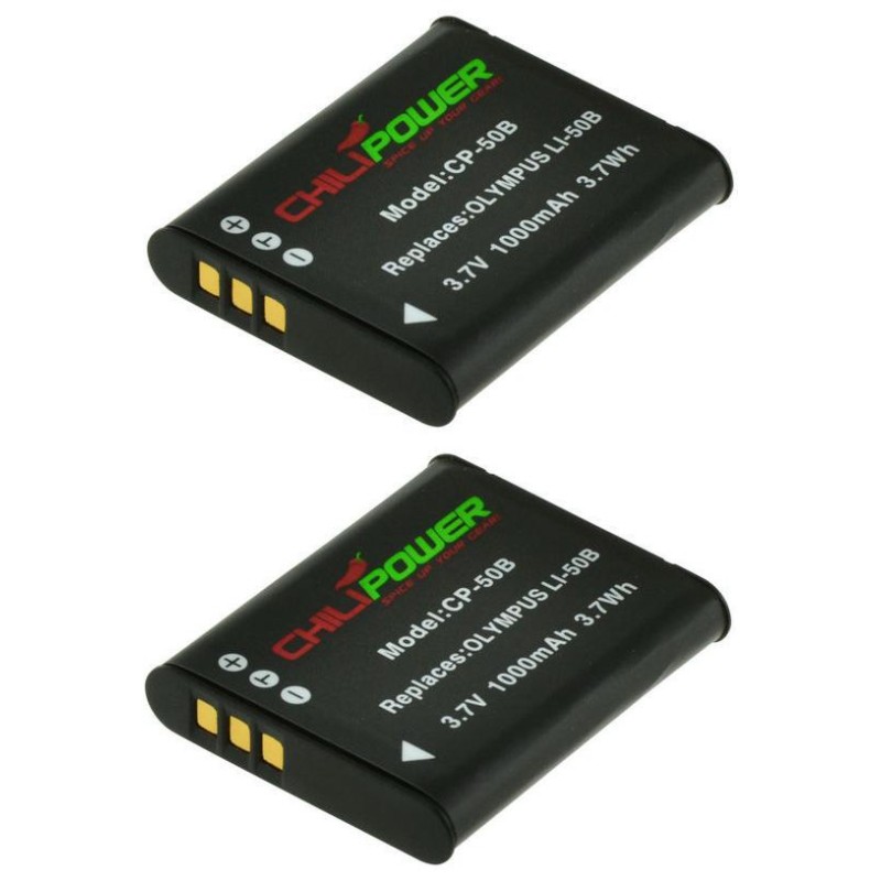 ChiliPower Li-50B accu voor Olympus - 1000mAh - 2-Pack