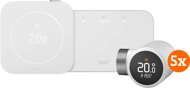 tado Draadloze Slimme ThermostaatX Multi Room Startpakket 2e Generatie (5 Radiatorknoppen)