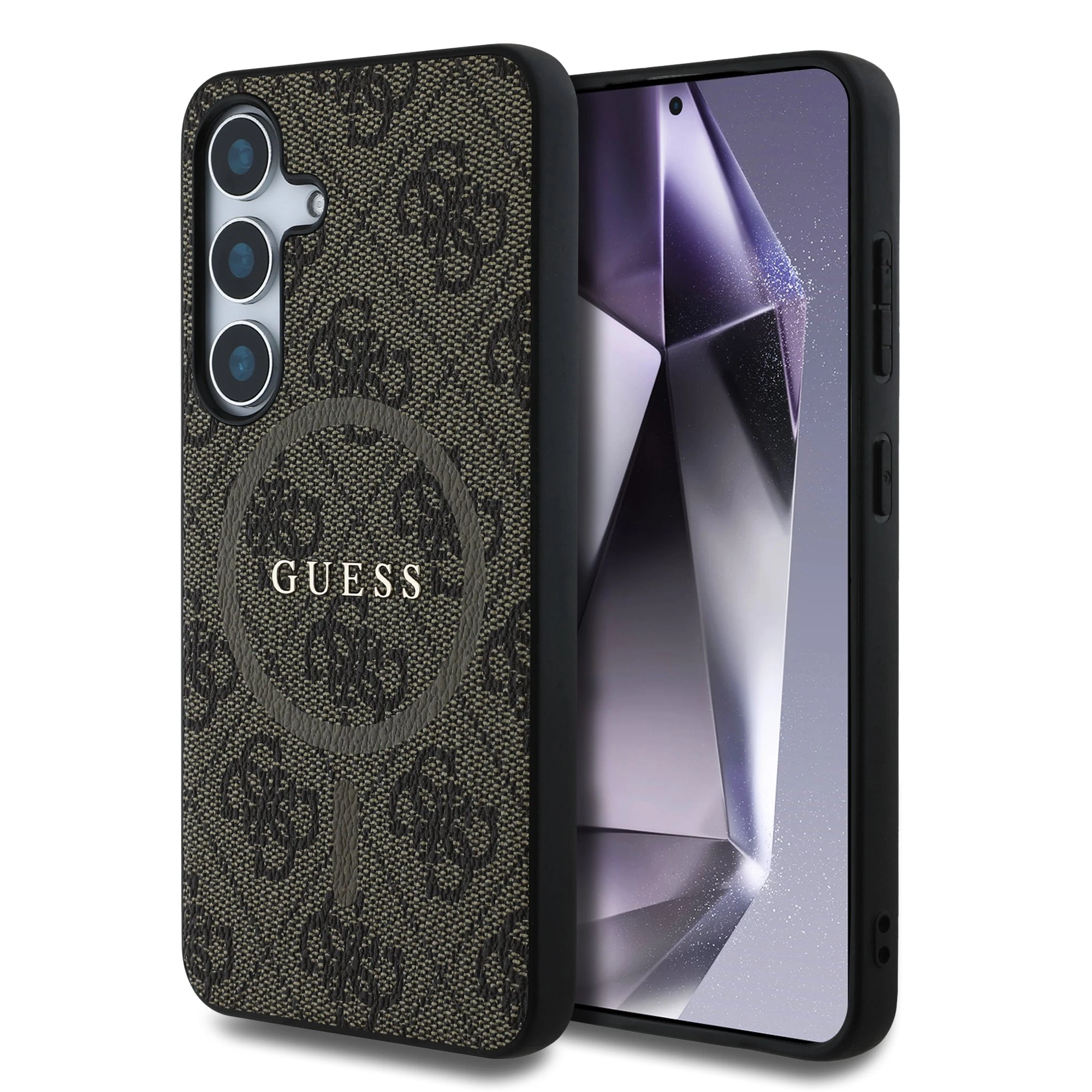 Guess PU Leer 4G Logo met MagSafe Samsung Galaxy S25 - Bruin