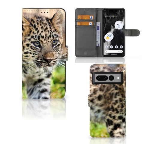 Google Pixel 7 Pro | Telefoonhoesje | Met pasjeshouder | Baby Luipaard