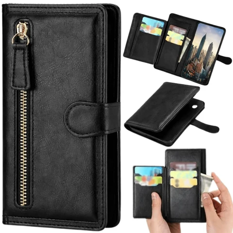 Huawei Y5p Hoesjes - Bookcase Portemonnee Hoes - Pasjeshouder - Magneetsluiting - Zwart