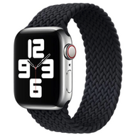 Braided Solo Loop nylon bandje - Maat: L - Zwart - Geschikt voor Apple Watch 44mm / 45mm / 46mm / 49mm