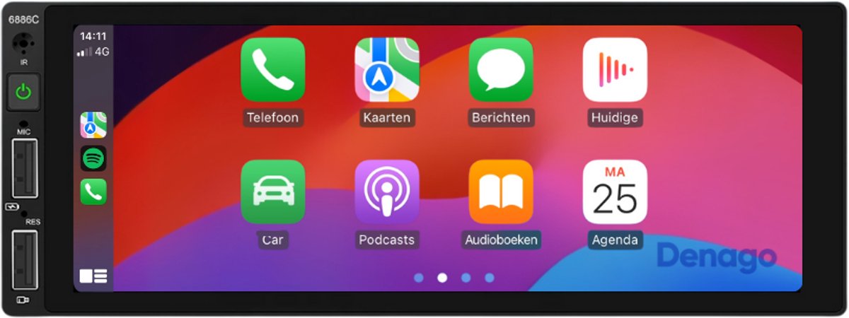 1-DIN | Autoradio | Touchscreen | Android 13 | CarPlay & Android Auto | Bluetooth | 2GB RAM | 64GB Opslag