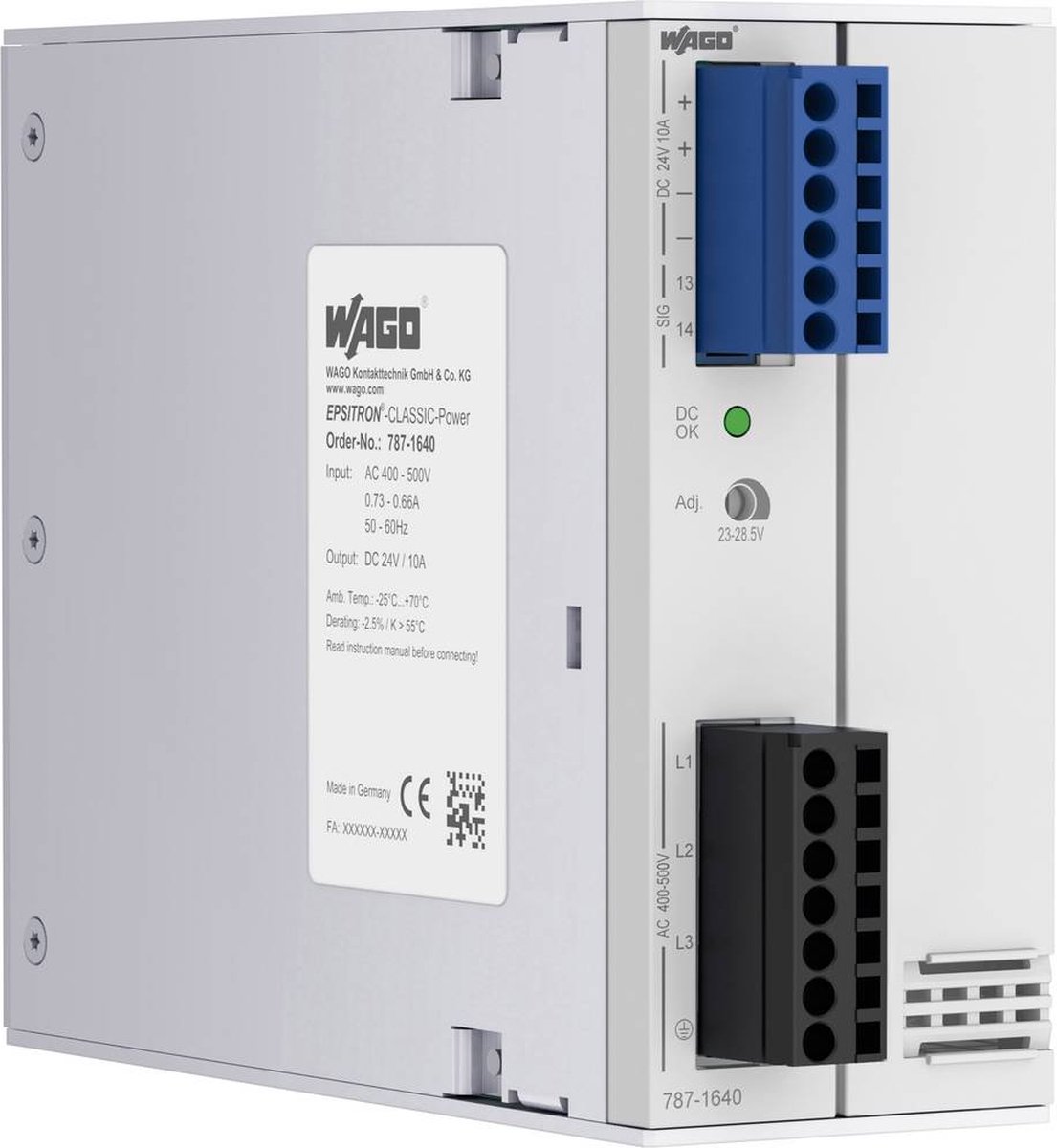 WAGO 787-1640 DIN-rail netvoeding 24 V 10 A 240 W Aantal uitgangen:1 x Inhoud 1 stuk(s)