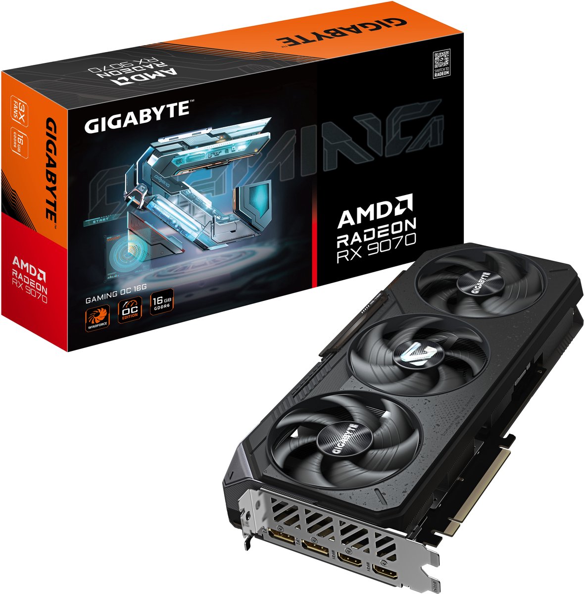 GIGABYTE AMD Radeon RX 9070 GAMING OC - Videokaart - 16GB - GDDR6 - PCIe 5.0 - 2x HDMI 2.1 - 2x DisplayPort 2.1