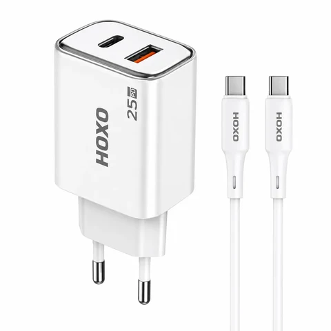 25W PD 2-in-1 GaN Fast Charger met USB-C Kabel