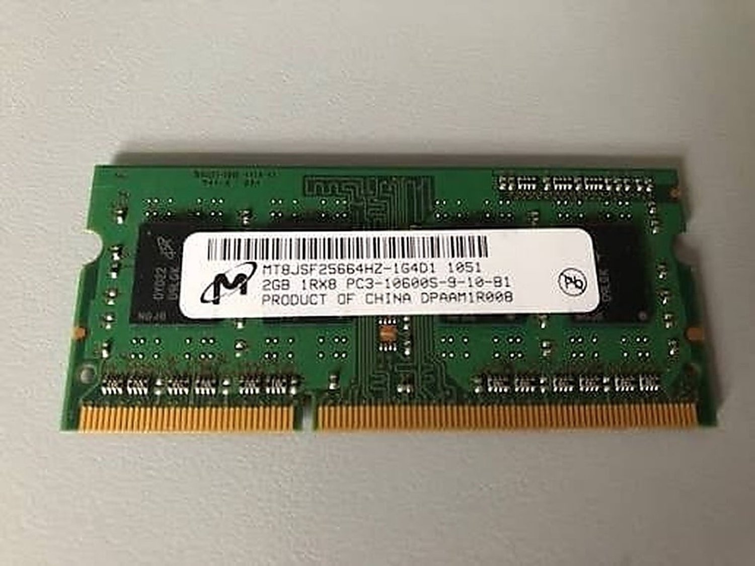 Micron MT8JSF25664HZ-1G4D1 – 2GB DDR3 SODIMM – 204-pin – 1333 MHz – PC3-10600 – 1.5V – 1Rx8