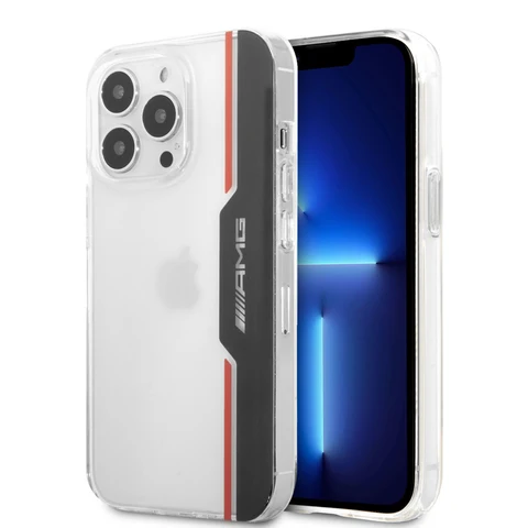AMG iPhone 13 Pro Backcover hoesje - Electroplated Black & Red - Transparant