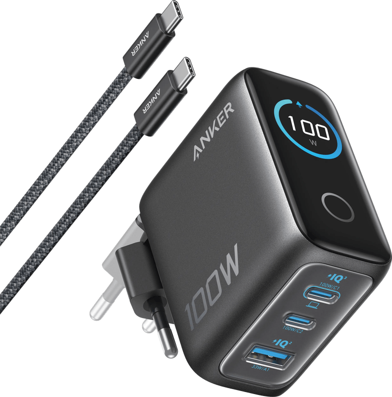 Anker Oplader 3 Usb Poorten 100W Power Delivery 3.1 Zwart