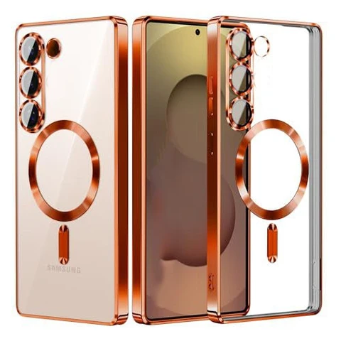 Backcover met 2x Screenprotector Samsung Galaxy S26 Hoesjes - MagSafe - Camera Lens Protector - Oranje