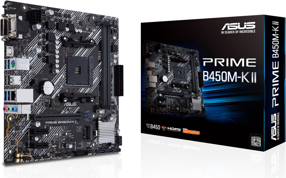 ASUS Prime B450M-K II - Moederbord - Socket AM4 - Micro-ATX - AMD B450 chipset