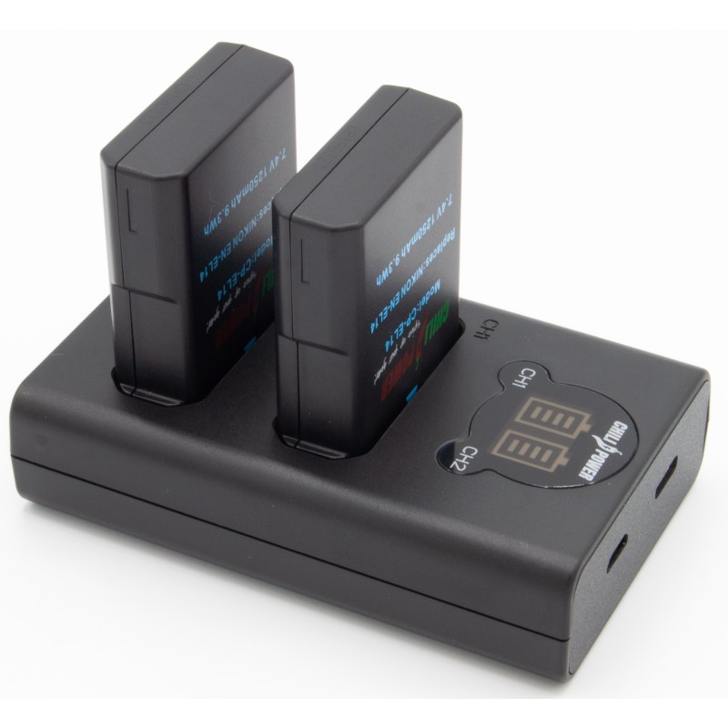 ChiliPower EN-EL14 Nikon USB Duo Kit - Camera accu set