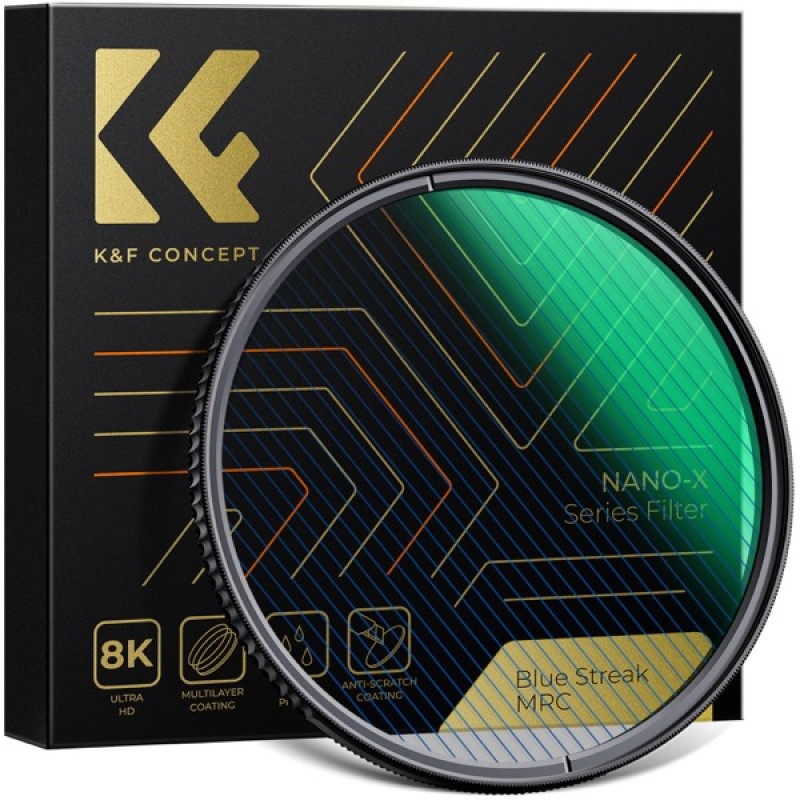 K&F Concept Blue Streak filter Nano X 77mm - professionele blauwe flares en anamorfisch effect