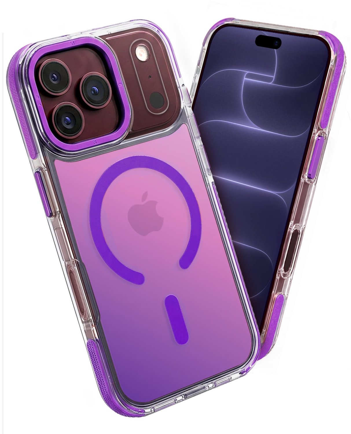 Hoesje - Geschikt voor Apple iPhone 18 Pro - Magsafe Compatible - Holographic - Sterk & Shockproof - Back Cover - Telefoon Hoes Shockproof - Shock Proof Case - Telefoonhoes - Paars