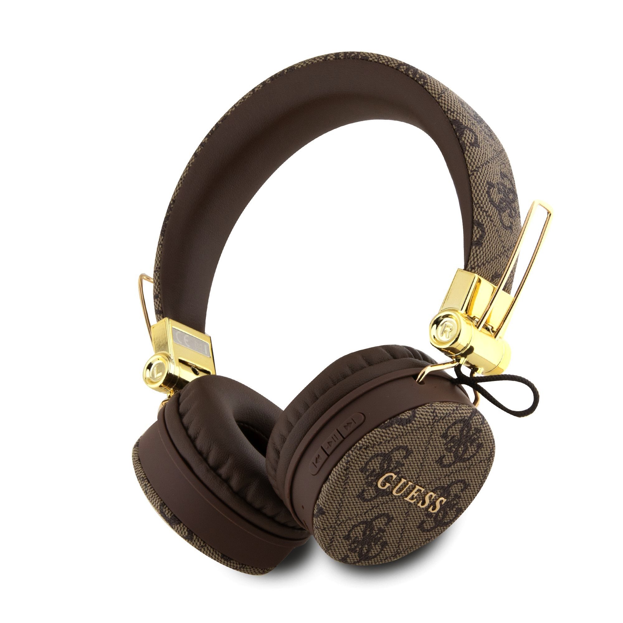 Guess PU Leather 4G Metal Logo Draadloze Koptelefoon - Bruin