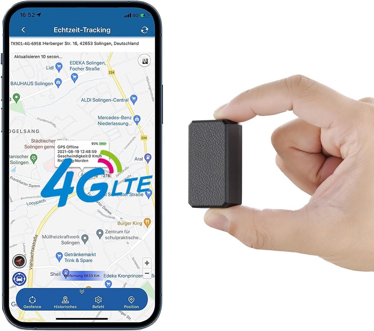 4G Mini GPS Tracker met Micro TK901 Tracker met Magneet Waterdichte GPS Tracker Positionering Tracking Draagbare GPS Tracker met Geofence Alert en Gratis App voor Auto's/Kinderen/Motorfietsen
