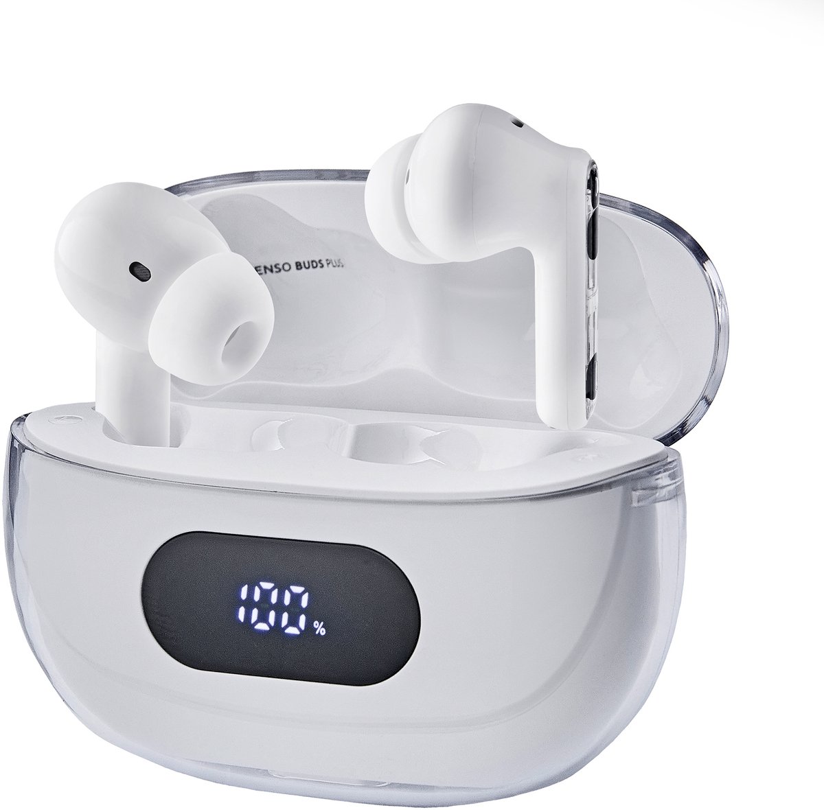 (Intenso) Buds Plus T312AE Bluetooth in-ear headphones met actieve ruisonderdrukking (ANC) - wit
