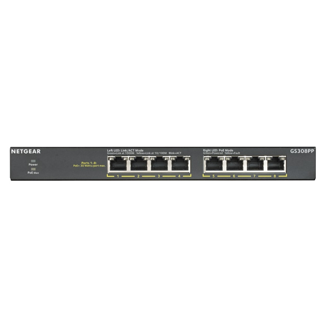 Netgear GS308PP-100EUS Switch Zwart