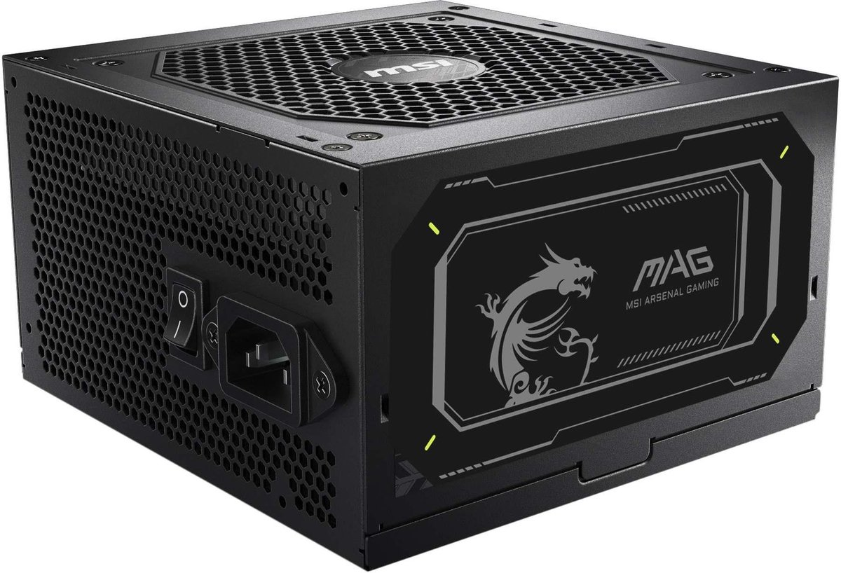 MSI MAG A850GL PCIE5 II - Interne voeding - 850 W - Cybenetics ETA Gold - 230 Volt - Volledig modulair - Zwart
