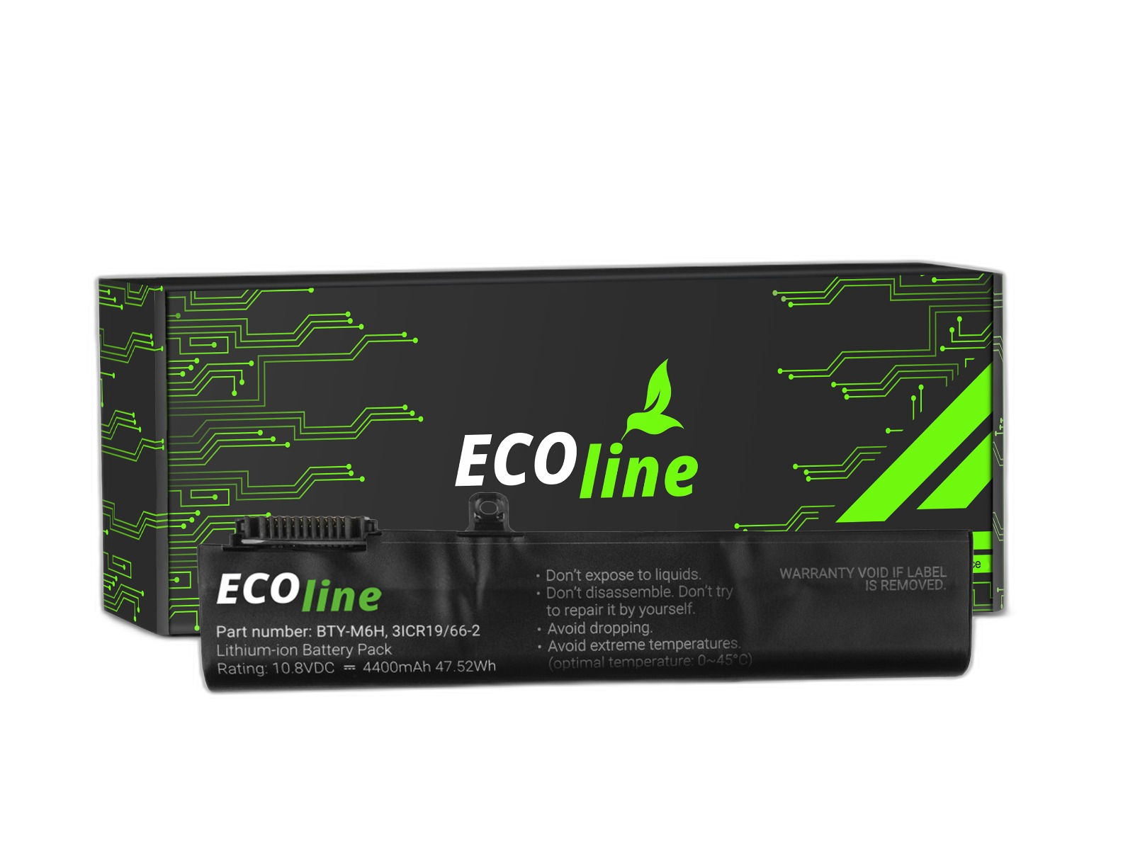 EcoLine - BTY-M6H Batterij Compatibel Met De MSI GE62 GE63 GE72 GE73 GE75 GL62 GL63 GL73 GL65 GL72 GP62 GP63 GP72 GP73 GV62 GV72 PE60 PE70 / 10.8V 4400mAh