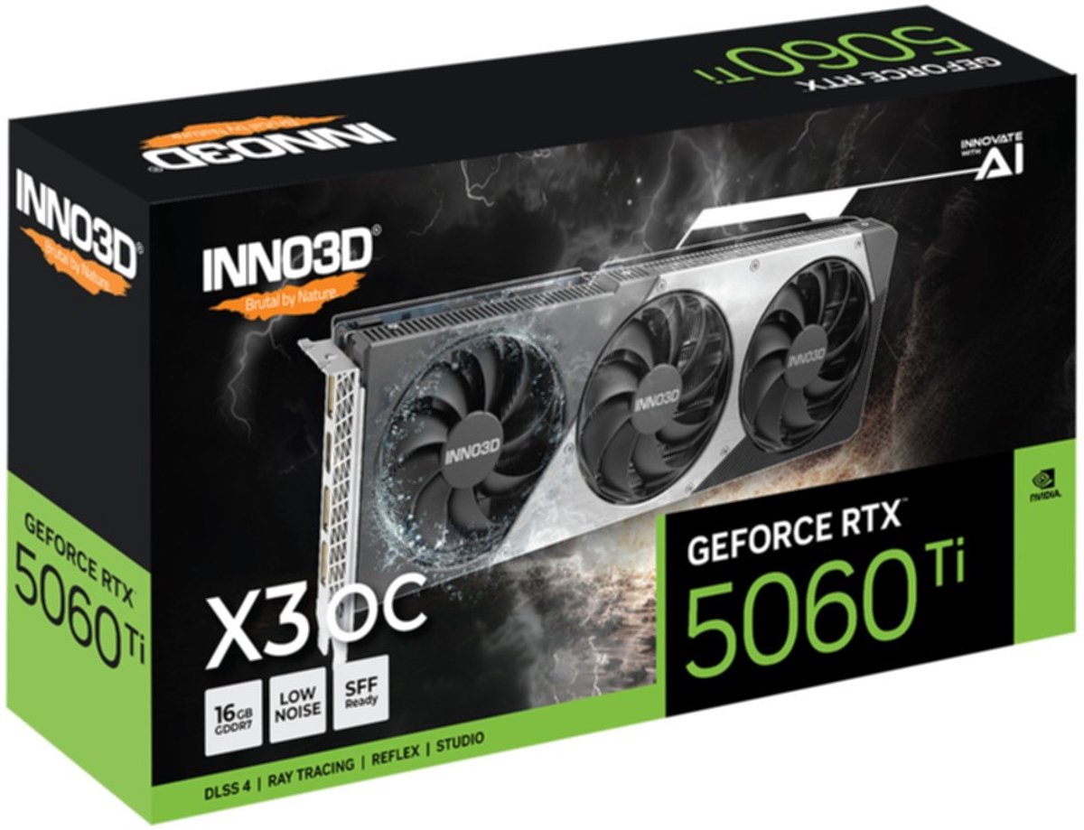 INNO3D NVIDIA GeForce RTX 5060 Ti X3 OC - Videokaart - 16GB - GDDR7 - PCIe 5.0 - 1x HDMI 2.1b - 3x DisplayPort 2.1a