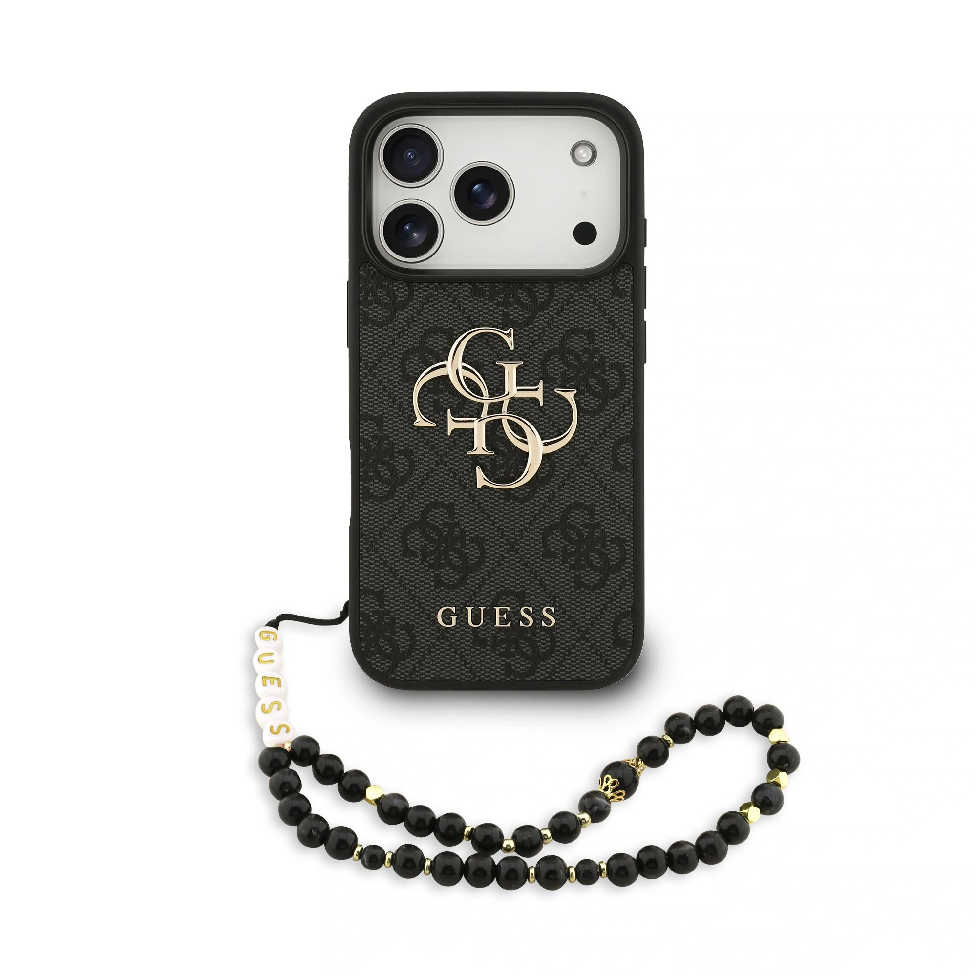 Guess 4G Metal Logo iPhone 17 Pro / 18 Pro hoesje - Met Polskoord - Zwart