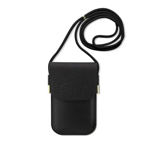 Guess PU Leather Telefoontas - Wallet Bag - Embossed Logo - Zwart