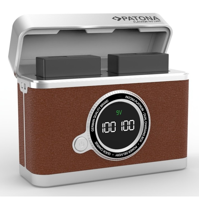 Retro design duo oplaadbox USB-C voor Sony NP-FZ100 accu's
