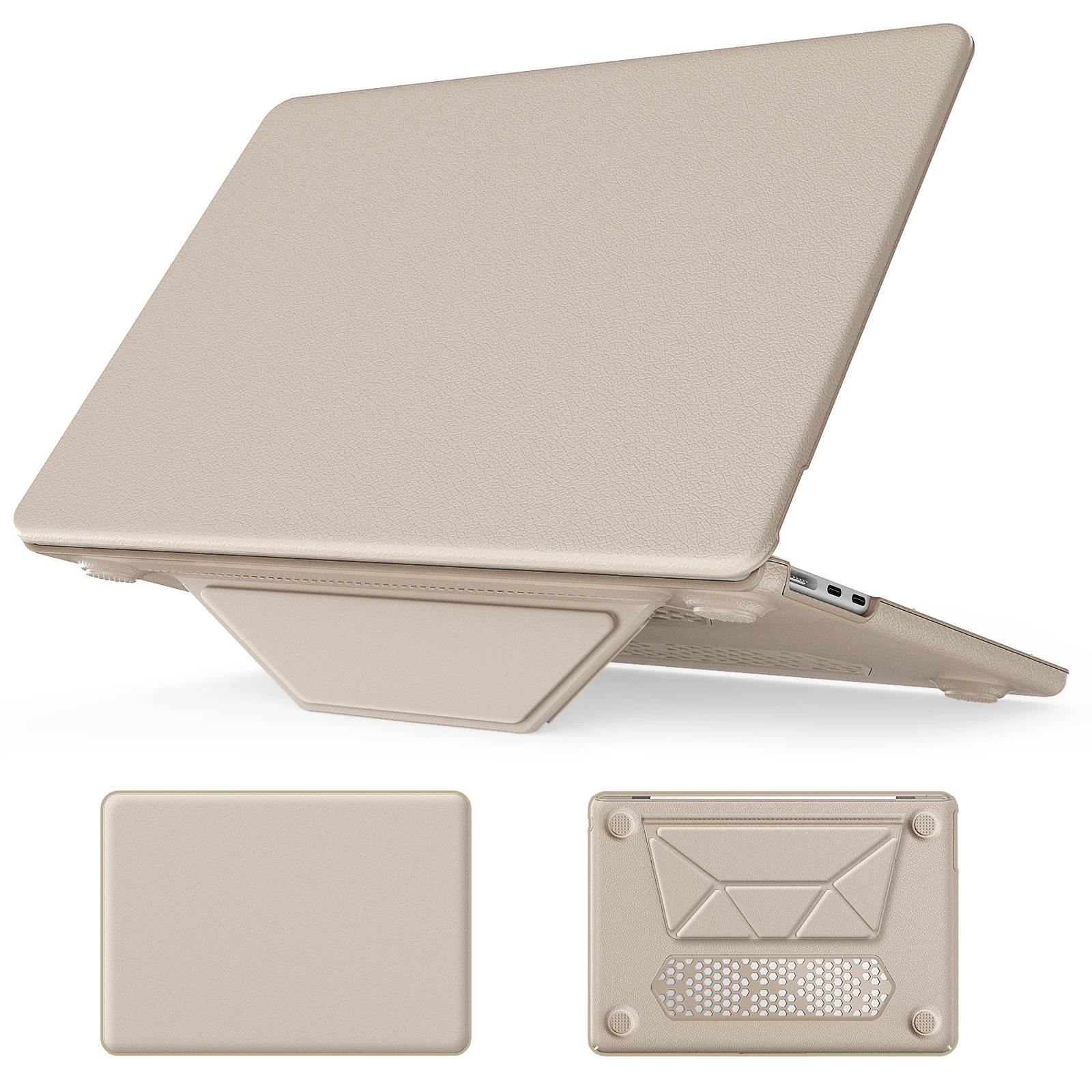 Turtle Shift vegan leer Laptopcover MacBook Air 13.6 inch 2022 / 2024 M3 / 2025 M4 / 2026 M5 - Beige