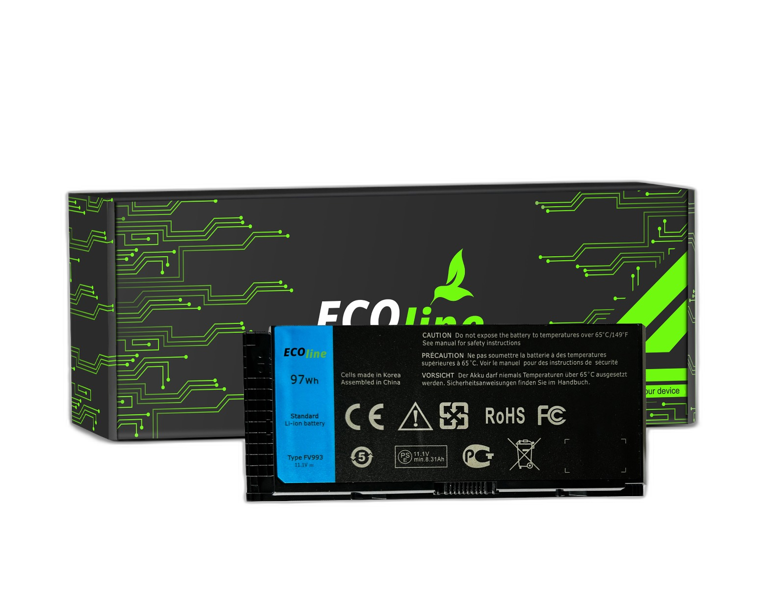 EcoLine - FV993 Batterij Compatibel Met De Dell Precision M4600 M4700 M4800 M6600 M6700 / 11.1V 7800mAh