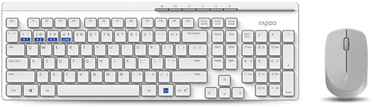 8100M Draadloze Combo set Toetsenbord-Muis, multimode, QWERTY US, Wit