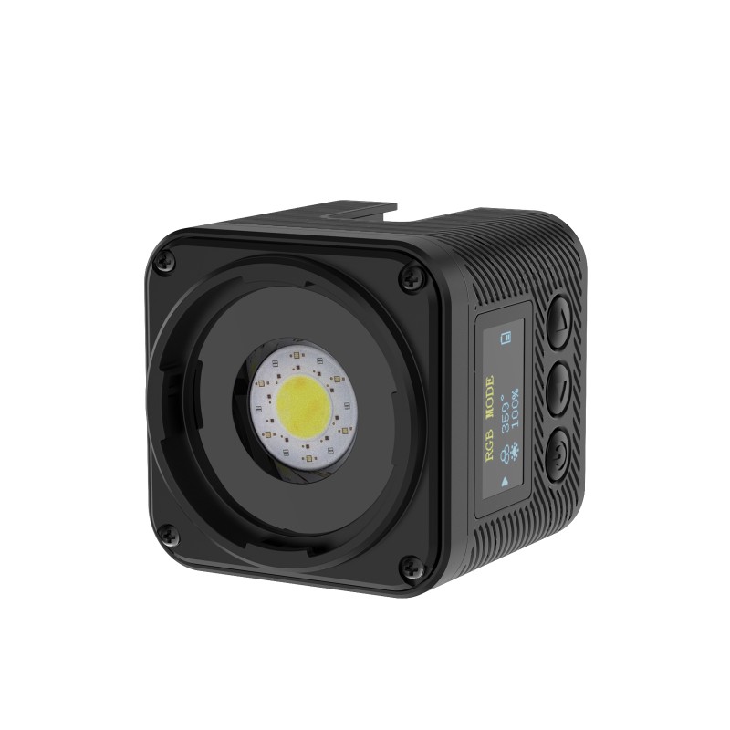Ulanzi L3 RGB Cube videolamp met barndoors, diffusion dome, snoot en 6 gobo's