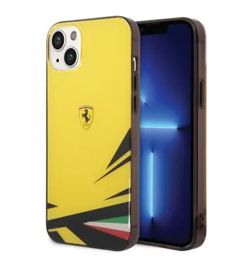 Ferrari iPhone 14 Plus & 15 Plus Backcover hoesje - Double Layer Print - Geel