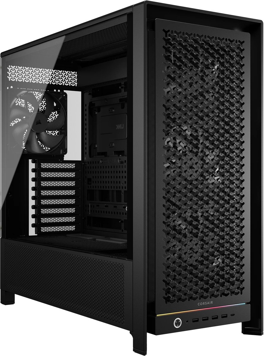 CORSAIR FRAME 5000D RS - PC-behuizing - Midtowermodel - ATX - EATX - Micro-ATX - Mini-ITX - Gehard Glas - 4x RS140 fan - Zwart
