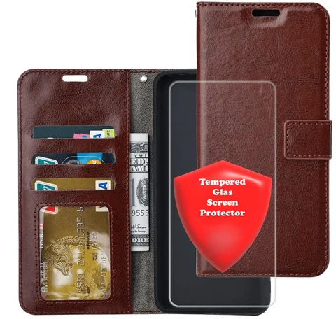 Huawei P40 Lite 5G Hoesjes - Portemonnee Bookcase - Pasjeshouder - 2x Screenprotector - Bruin