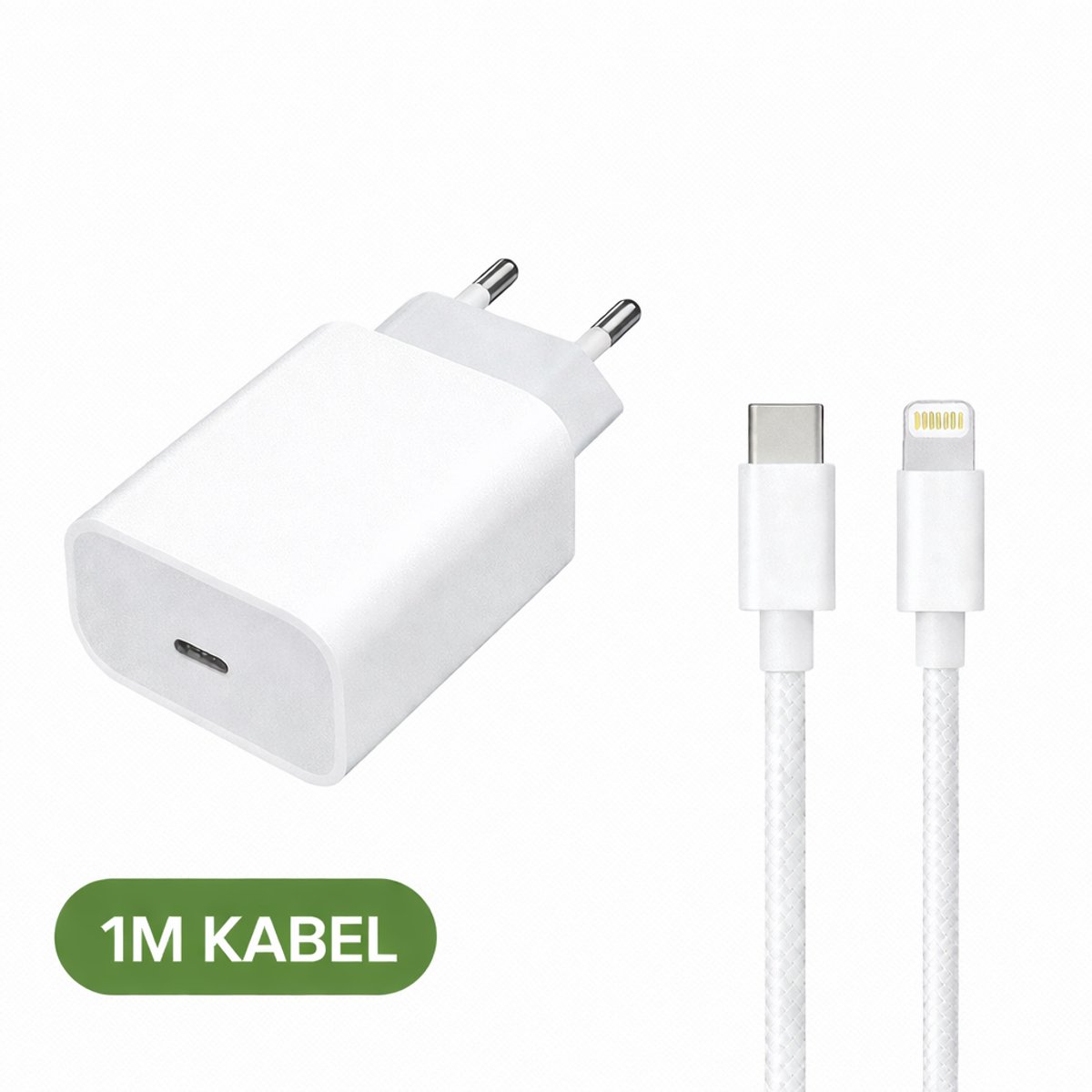 Oplader met USB-C naar Lightning aansluiting Set 25W - Snellader - Inclusief USB-C naar Lightning kabel 1 meter - Oplader - Adapter - Lader - Oplader Set - Geschikt voor Apple iPhone iPad Airpods - Fast - Charger - Cable - Opladers - Tablet - Pro