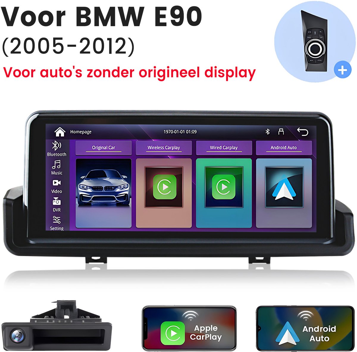 10.25“ Linux Autoradio Geschikt voor BMW E90 E91 E92 2004-2012 - Draadloos Carplay & Android Auto - Bluetooth - Idrive - USB