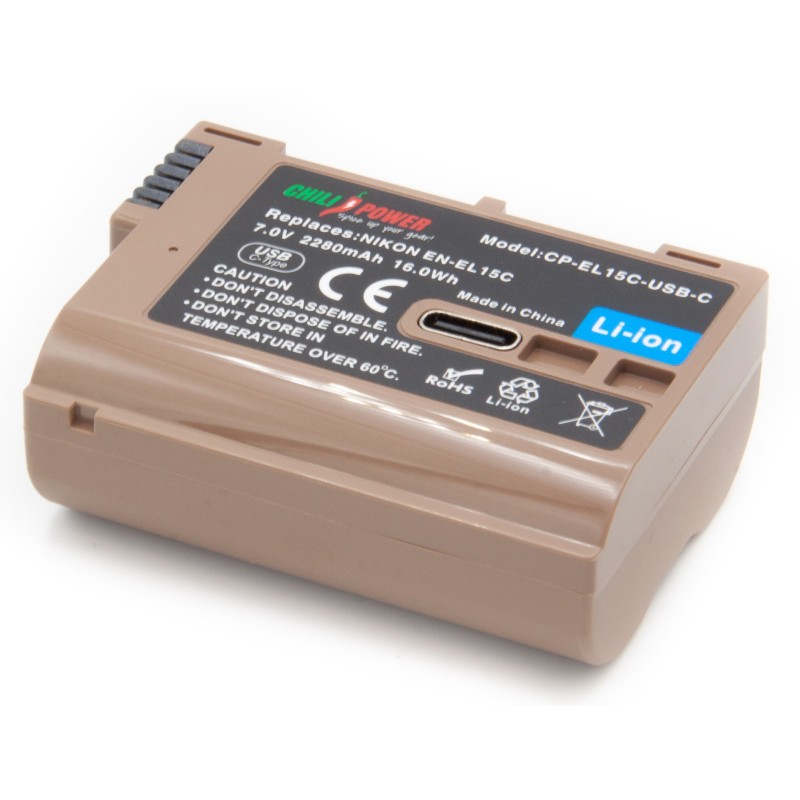 ChiliPower accu EN-EL15c USB-C versie voor Nikon - 2280mAh