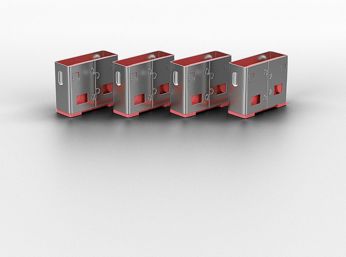 LINDY USB-A-poortslot USB-Lock + Key Set van 4 stuks Roze Incl. 1 sleutel 40450