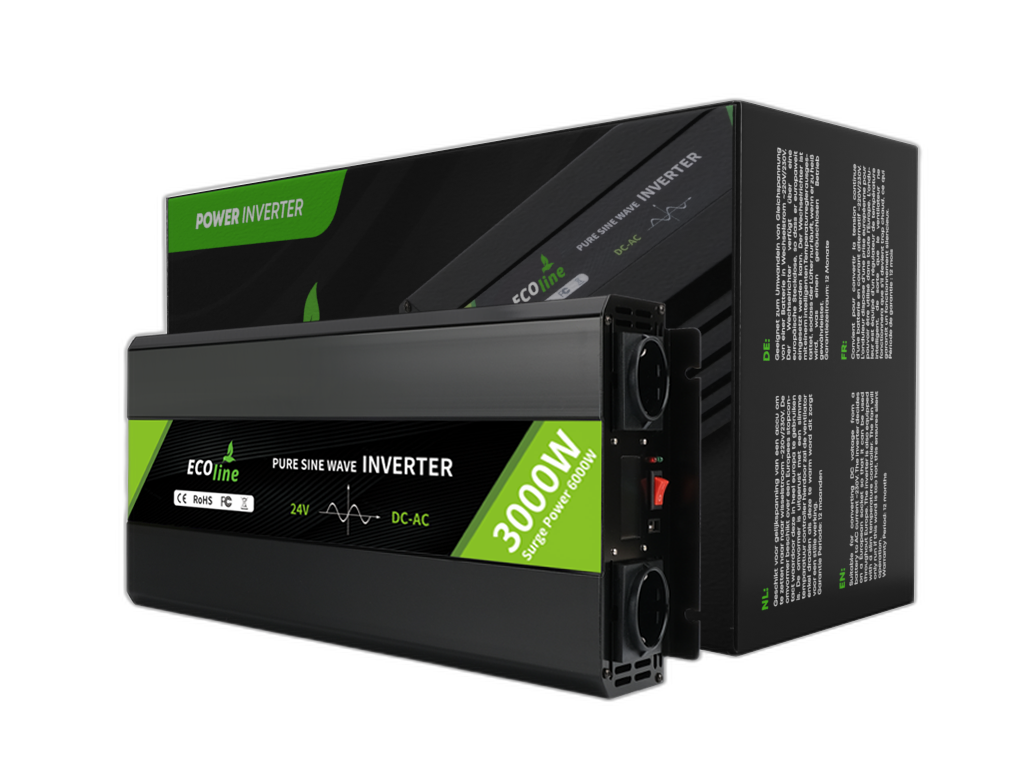 EcoLine - Omvormer 24V Naar 220V/230V - 3000w Vermogen - Zuivere sinus - Spanningomvormer