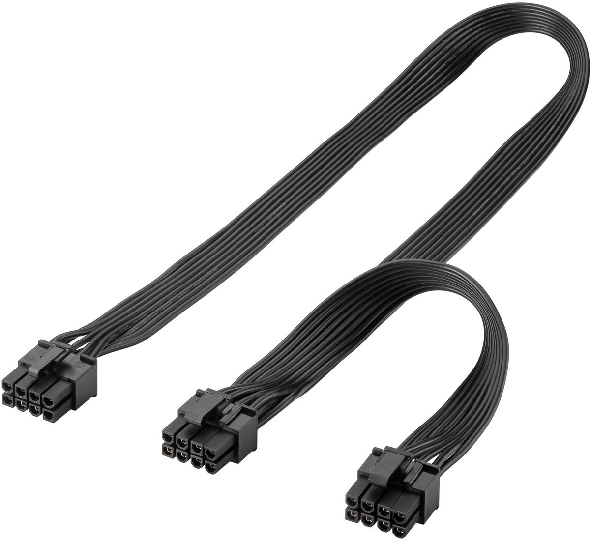 Goobay voedingskabel 8-pin naar dual 6+2-pin voor PCIe, 23 cm, voor het aansluiten van grafische kaarten op een ATX-voeding, zwart
