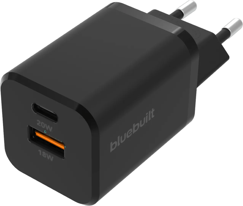 BlueBuilt Power Delivery en Quick Charge Oplader met 2 Usb Poorten 38W Zwart