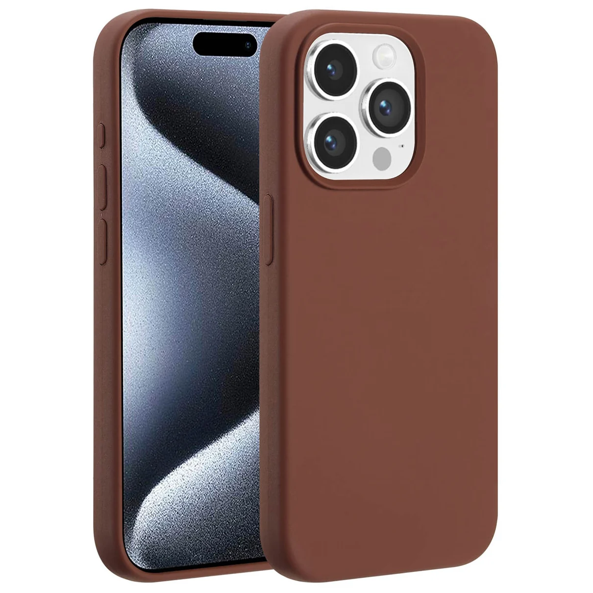 Accezz Liquid Silicone Backcover met MagSafe voor Apple iPhone 15 Pro Telefoonhoesje Bruin