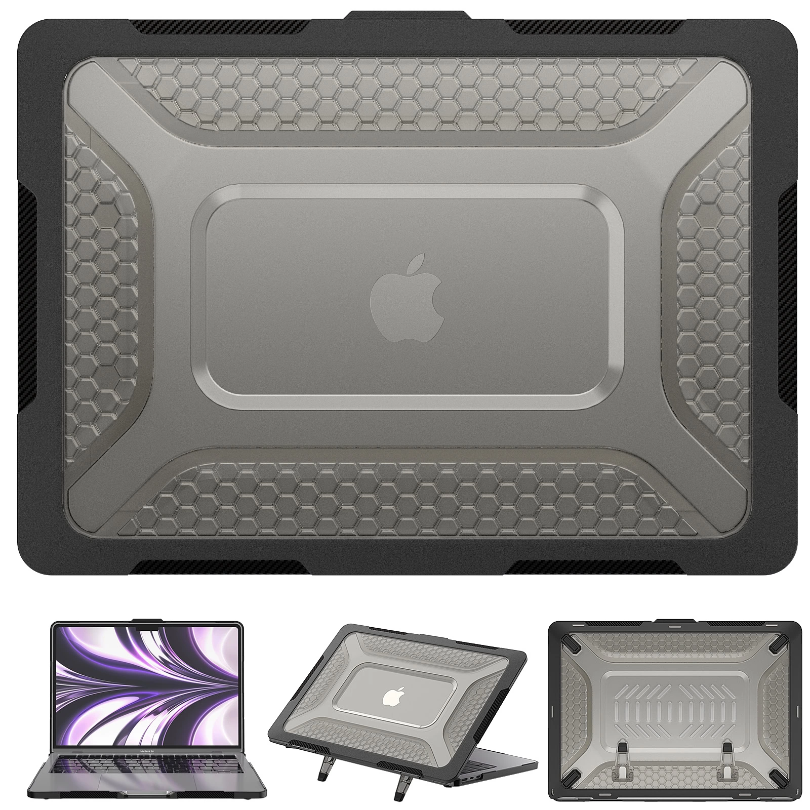 Turtle Shift Laptopcover Shield MacBook Air 13.6 inch 2022 / 2024 M3 / 2025 M4 / 2026 M5 - Zwart