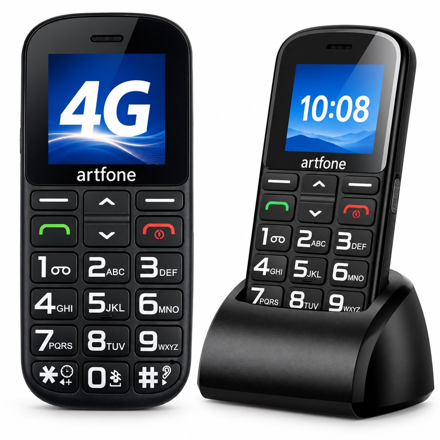Artfone CS188 Senioren Telefoon - Grote Toetsen - SOS Noodknop - 4G - Bluetooth 4.0 - Zwart